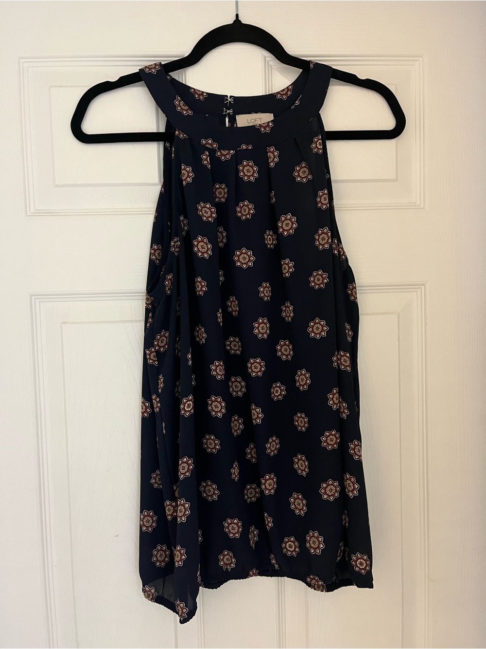 LOFT Navy Floral Halter-Style Camisole